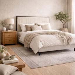 Wyld Haus Killarney 4Ft6 Cream Velvet Double Bed With Tall Ribbed Headboard - thumbnail 1