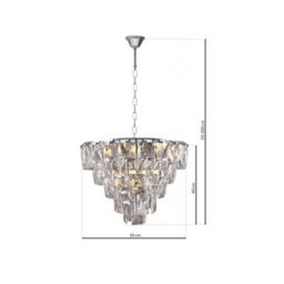 Milagro Chelsea Chandelier Magnificent 50Cm Centrepiece In Crystal And Chrome - thumbnail 7