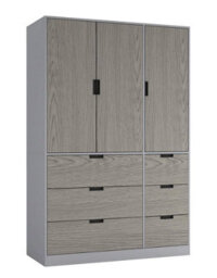 Urbn-Living Urbnliving Wooden 3 Door 6 Drawer Wardrobe Bedroom Storage Closet Shelves Hanging Rail Grey Unit Cedar Grey Doors Drawers - thumbnail 1