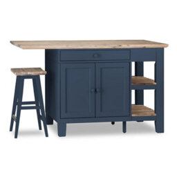 Statement Furniture Florence Navy Blue Kitchen Island With Cupboard And Shelves - thumbnail 7