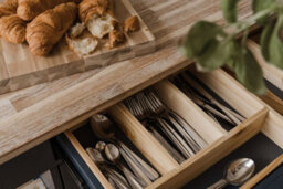 Statement Furniture Florence Navy Blue Kitchen Island With Cupboard And Shelves - thumbnail 3