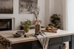 Statement Furniture Florence Navy Blue Kitchen Island With Cupboard And Shelves - thumbnail 2
