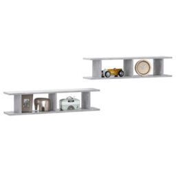 Berkfield Wall Shelf 2 Pcs Concrete Grey 90X18X20 Cm Engineered Wood - thumbnail 3