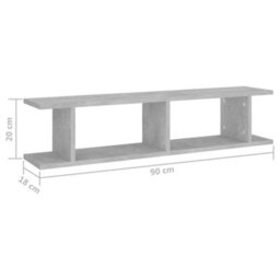 Berkfield Wall Shelf 2 Pcs Concrete Grey 90X18X20 Cm Engineered Wood - thumbnail 7