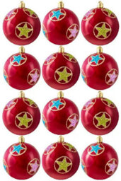 Christmas Tree World 6Cm Hand Painted Shatterproof Bauble Design 29 (12 Pack) - thumbnail 1