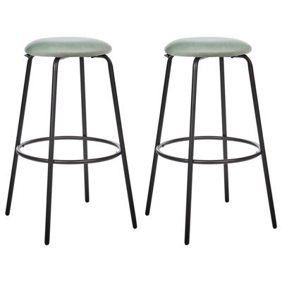 Beliani Set Of 2 Bar Stools Morton Velvet Mint Green - image 1