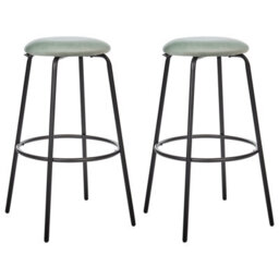 Beliani Set Of 2 Bar Stools Morton Velvet Mint Green - thumbnail 1