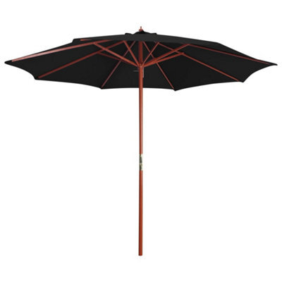 Walplus Garden Parasol With Wooden Pole 300X258 Cm Black - image 1