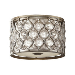 Elegant 2 Bulb Flush Light For Low Ceilings In Burnished Silver Finish