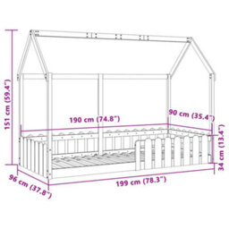 Berkfield Kids' House Bed Frame Without Mattress Wax Brown 90X190 Cm Single - thumbnail 9