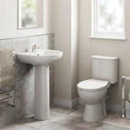 Affine Bathroom Suite Close Coupled Toilet Basin Pedestal L Shaped Lh Showerbath Screen - thumbnail 3