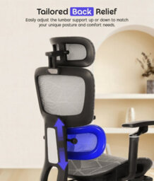Ergonomic Mesh Office Chair With Headrest, 6D Armrests, Lumbar Support, Adjustable Height, Reclining High Back Swivel Desk Chair - thumbnail 5