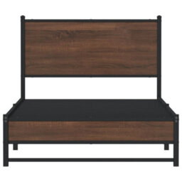 Berkfield Metal Bed Frame Without Mattress Brown Oak 100X190 Cm - thumbnail 5