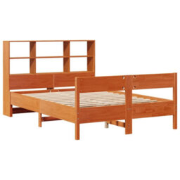 Berkfield Bookcase Bed Without Mattress Wax Brown 140X200Cm Solid Wood Pine - thumbnail 3