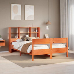 Berkfield Bookcase Bed Without Mattress Wax Brown 140X200Cm Solid Wood Pine - thumbnail 1