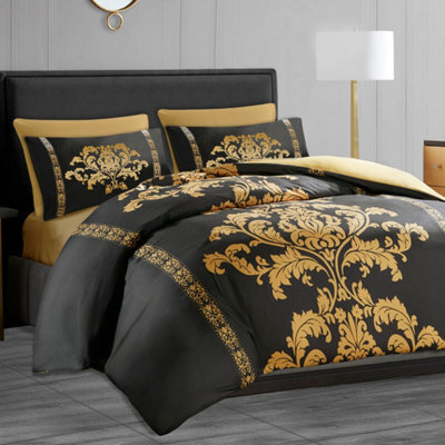 Lazzaro Damask Double Duvet Set Reversible Double Bedding Set Hypoallergenic Double Duvet Cover With Zipper Closure - image 1