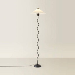 Valuelights Black Metal Wavy Stem Floor Lamp With A White Origami Pleated Shade - Bulb Included - thumbnail 4
