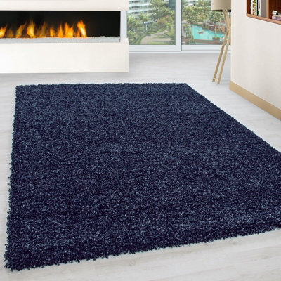 Prime Plus Extra Thick Heavy 5Cm Pile Soft Shaggy Rugs Modern Area Rugs Bedroom Hall Rugs (Navy Blue, 60 X 110Cm) - image 1