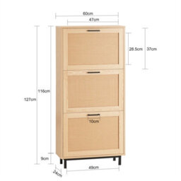 Sobuy Fsr155-N,shoe Cabinet Wood Storage Organizer Flip Drawers Cupboard Rack,wood Veneer,w60Xd23.8Xh127 - thumbnail 3