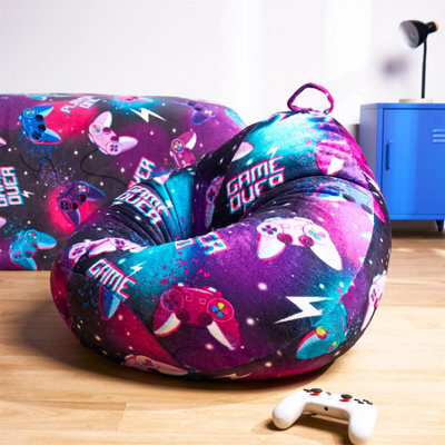 OHS Kids Playing Bean Bag Chair Filled Printed Gaming Seat - Purple - image 1