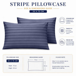 Moonlight Bedding Pillowcase Set Of 10-Satin Stripe Pattern Microfiber Pillowcases Envelope Closure Bed Pillow Cover(Washed Blue) - thumbnail 7