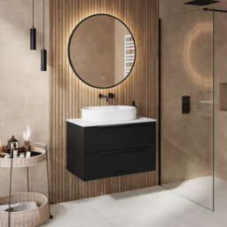 Affine 800mm Countertop Bathroom Vanity Unit Basin Wall Hung Furniture Soft Close Black - thumbnail 4