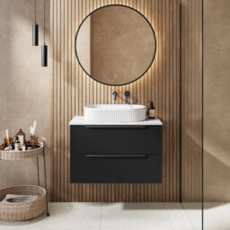 Affine 800mm Countertop Bathroom Vanity Unit Basin Wall Hung Furniture Soft Close Black - thumbnail 3