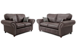 Oakland Suede Leather 3&2 Seater Sofa Set Black - thumbnail 2