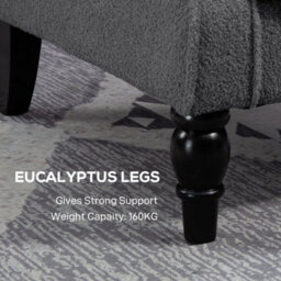 Charcoal Grey Accent Chair Wingback Armchair With Wood Frame For Living Room - thumbnail 6