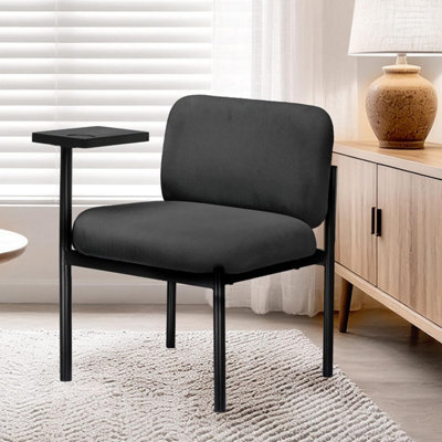 Comhoma Accent Chair Fabric Modern With 180 Degree Rotating Small Table Thick Soft Padded Seat Lounge Occasional Bedroom Chair - image 1
