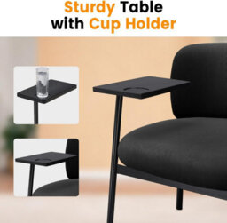 Comhoma Accent Chair Fabric Modern With 180 Degree Rotating Small Table Thick Soft Padded Seat Lounge Occasional Bedroom Chair - thumbnail 9