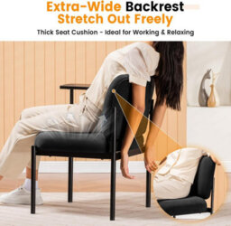 Comhoma Accent Chair Fabric Modern With 180 Degree Rotating Small Table Thick Soft Padded Seat Lounge Occasional Bedroom Chair - thumbnail 5