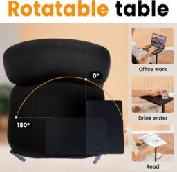 Comhoma Accent Chair Fabric Modern With 180 Degree Rotating Small Table Thick Soft Padded Seat Lounge Occasional Bedroom Chair - thumbnail 3