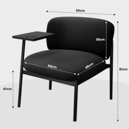 Comhoma Accent Chair Fabric Modern With 180 Degree Rotating Small Table Thick Soft Padded Seat Lounge Occasional Bedroom Chair - thumbnail 2