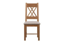Buttercup Farm Bologna Oak Pair Of Natural Oak Dining Chairs - Fabric Seat - L48 X W66 X H109 Cm