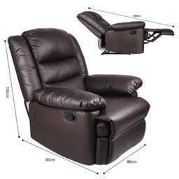Onemill Adjustable Leather Recliner Chair Armchair Sofa For Living Room Lounge(Brown) - thumbnail 5
