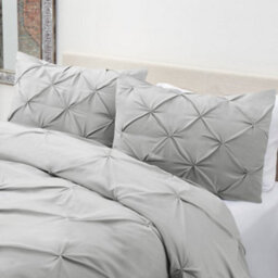 TheWhiteWater Limited Pintuck Duvet Cover Set + Matching Pillowcases With Bedsheet - 3In1 Hotel Style Bedding Set - Silver Grey - thumbnail 6