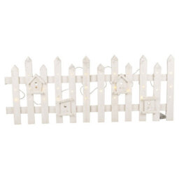 Urbn-Living Urbnliving 40Cm Rustic Wooden Snow Fence 30 Led Lights White Christmas Xmas Tree Skirt Stand Cover - thumbnail 3