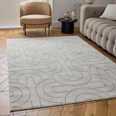 The Rugs Carmel Cream/grey Geometric Area Rug And Runner Non Shedding, Stain Resistant, Soft - image 1