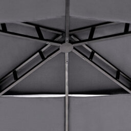 Beliani Gazebo Grey Fabric Black Steel Powder-Coated Garden Pavilion 240 X 148 Cm With Hooks And Shelves - thumbnail 5