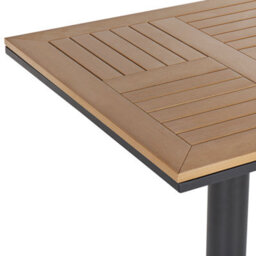 Beliani Garden Bistro Square Coffee Table 60 X 60 Cm - Light Brown Plastic Wood Top, Black Metal Base - thumbnail 5