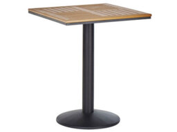 Beliani Garden Bistro Square Coffee Table 60 X 60 Cm - Light Brown Plastic Wood Top, Black Metal Base - thumbnail 2