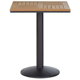 Beliani Garden Bistro Square Coffee Table 60 X 60 Cm - Light Brown Plastic Wood Top, Black Metal Base - thumbnail 4