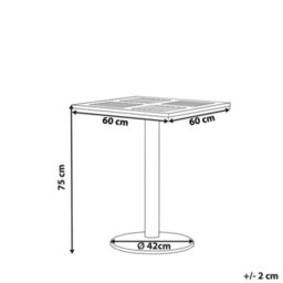 Beliani Garden Bistro Square Coffee Table 60 X 60 Cm - Light Brown Plastic Wood Top, Black Metal Base - thumbnail 3