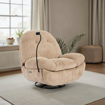 More4Homes Phoenix Electric Recliner Voice Control Swivel Rock Teddy Boucle Chair - image 1