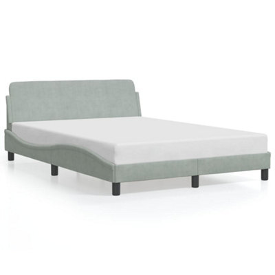 Berkfield Bed Frame Without Mattress Light Grey 135X190 Cm Double Velvet - image 1