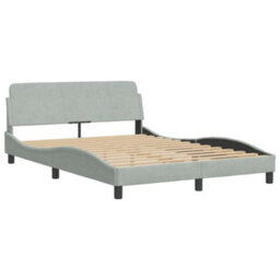 Berkfield Bed Frame Without Mattress Light Grey 135X190 Cm Double Velvet - thumbnail 3