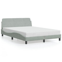 Berkfield Bed Frame Without Mattress Light Grey 135X190 Cm Double Velvet - thumbnail 2