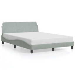Berkfield Bed Frame Without Mattress Light Grey 135X190 Cm Double Velvet - thumbnail 1