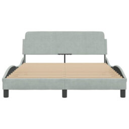 Berkfield Bed Frame Without Mattress Light Grey 135X190 Cm Double Velvet - thumbnail 4